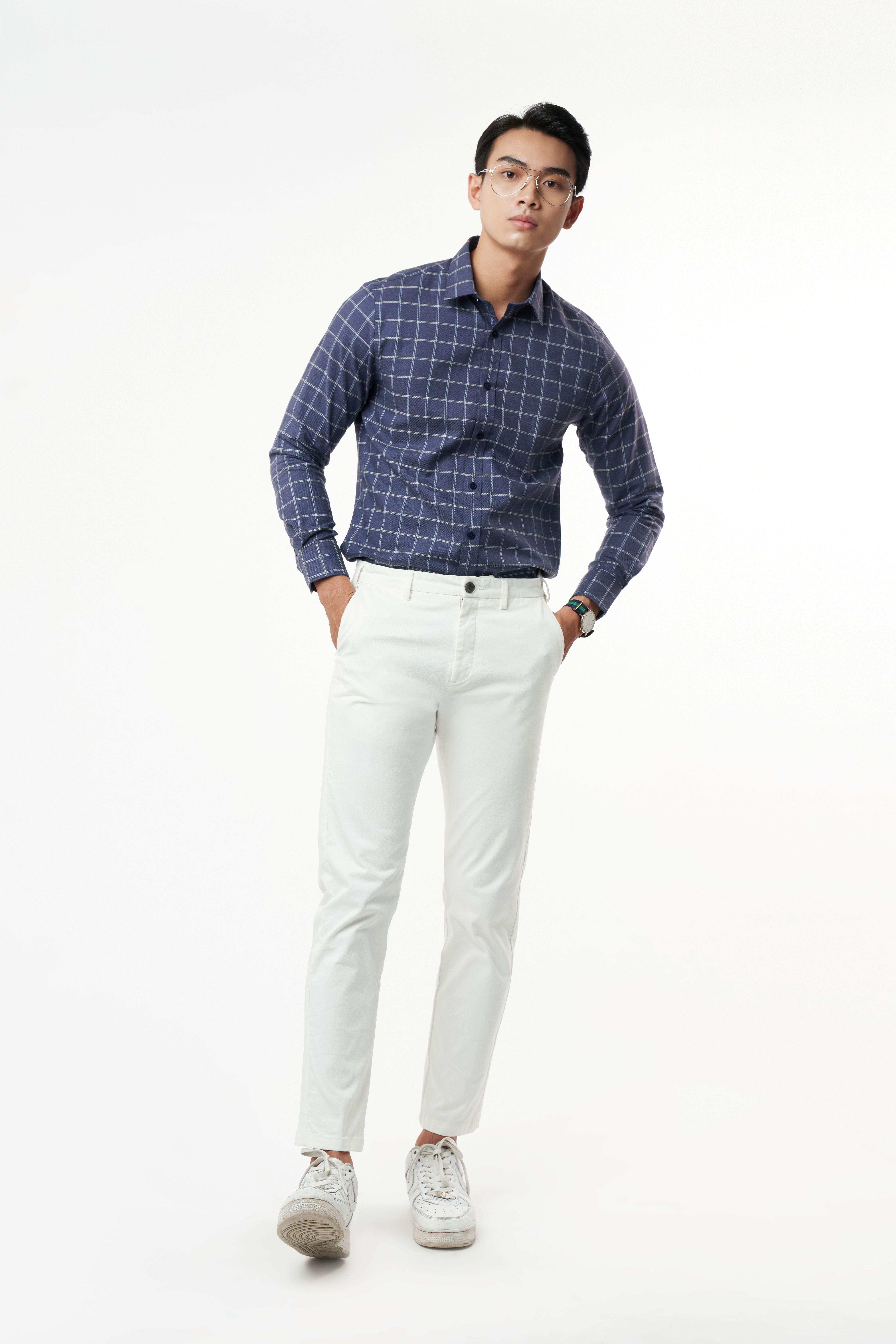 Áo Sơ Mi Caro Melange Nam Cotton Chống Nhăn Tự Nhiên N&amp;M Thương Hiệu NINOMAXX 2110030