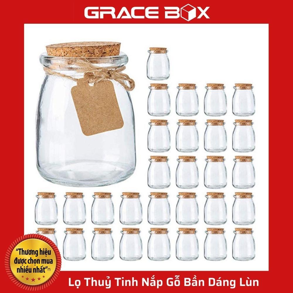 Lọ Thuỷ Tinh Nắp Gỗ Bần Xinh Xắn Dáng Lùn - Size 100ml