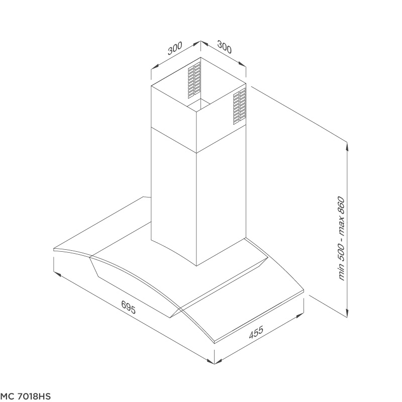 Máy hút khói khử mùi – áp tường MC 7018HS - Tặng Chảo không dính SA-02 + Bộ lót nồi (4 cái) MST-6667 - Hàng chính hãng