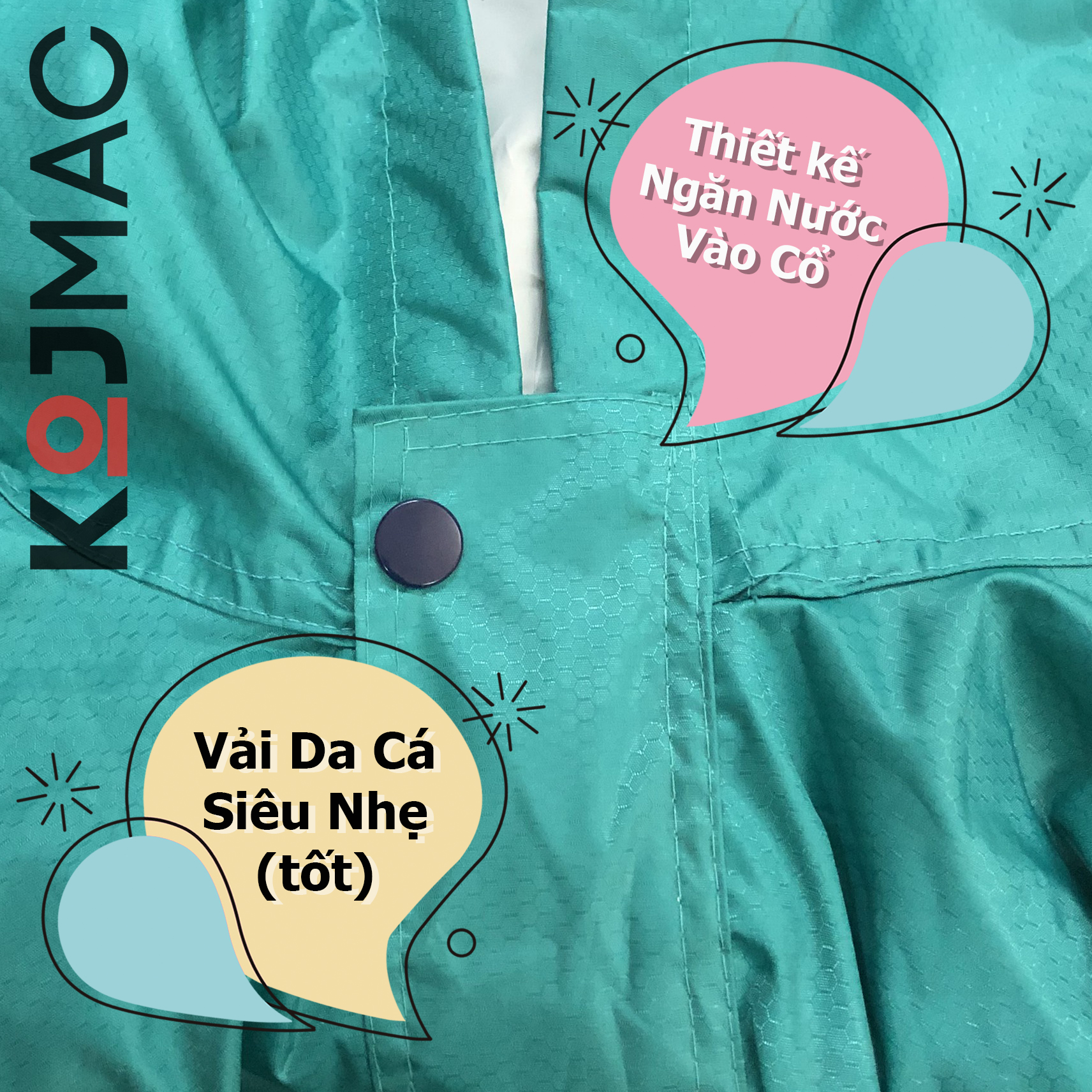 Áo Mưa Trẻ Em Dây Khóa Kéo KOJMAC Raincoat For Kid ( Bộ Quần Áo Liền Thân Cho Bé Học Sinh Balo vải dù da cá .. giá sỉ )