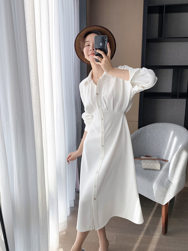 Đầm suông dáng dài cổ sơ mi cài khuy làm được luôn áo choàng