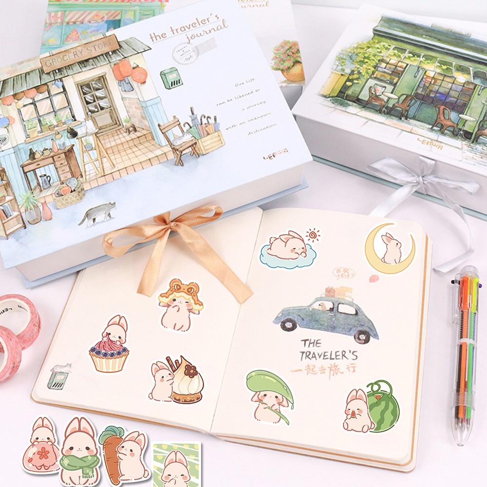 Sticker thỏ hồng chibi hoạt hình cute trang trí mũ bảo hiểm, guitar, ukulele, điện thoại, sổ tay, laptop - mẫu S12