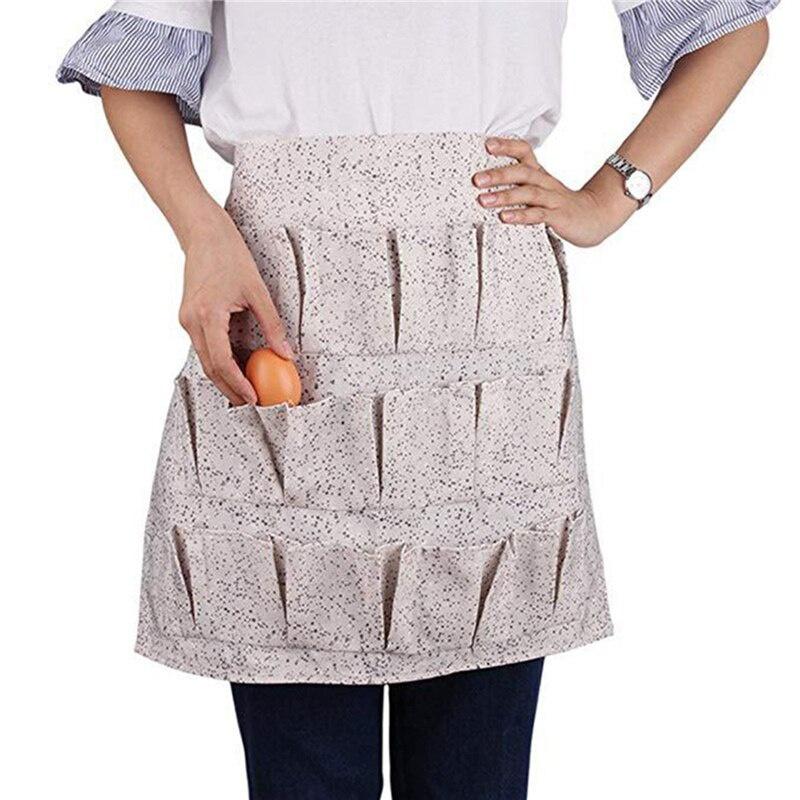 Cute Apron Cartoon Patterns Print Strappy Waist Cloth with Multiple Pockets for Cooking House Keeping