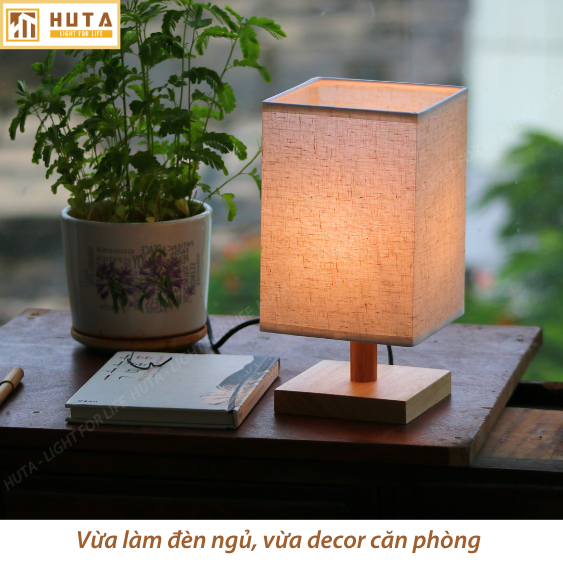 Đèn Ngủ HUTA Light For Life G3 Chao Vuông Độc Đáo Vingtage, Decor Trang Trí Phòng Ngủ, Điều Chỉnh Độ Sáng, Bóng Led Sáng Vàng Tiết Kiệm Điện