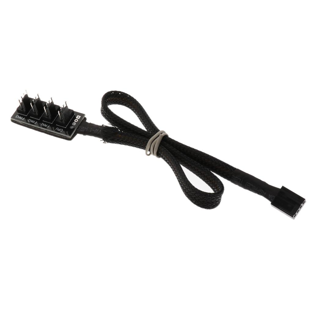 PC Fan Power 1 Female to 4 Male 4-pin/3-pin Socket Fan Hub Splitter Cable