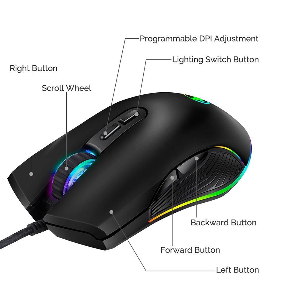 Chuột Chơi Game Có Dây Type-C / USB RGB 3200 DPI Chất Lượng Cao