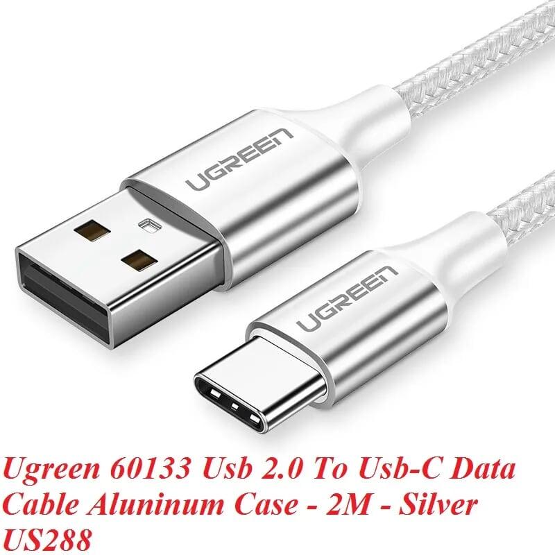 Ugreen UG60133US288TK 2m cáp usb ra type c bọc nhôm màu bạc - HÀNG CHÍNH HÃNG