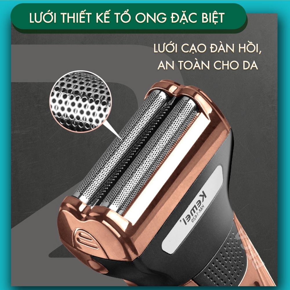 Máy cạo râu đa năng Kemei KM-1429 gồm 3 đầu cắt thay thế có thể dung cắt tóc, cạo râu, cạo đầu, tỉa lông mũi