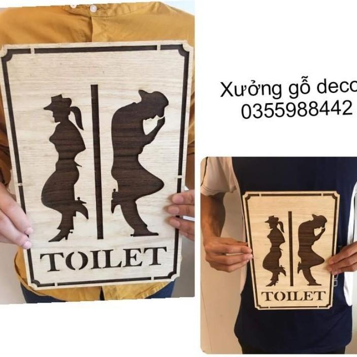 Bảng gỗ Toilet dán tường cho shop, cafe, nhà hàng