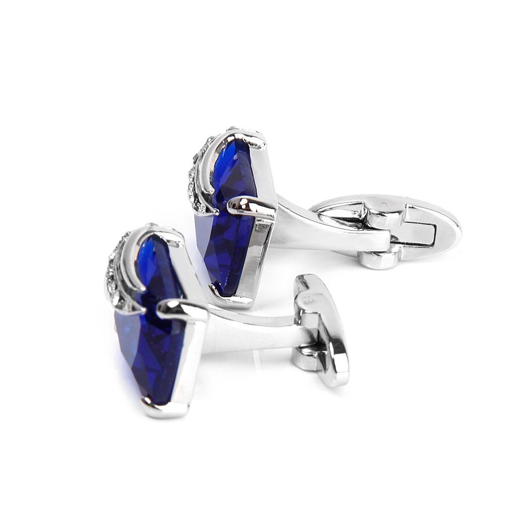 Men's Rectangle Blue Crystal Cufflinks Shirt Cuff Links Wedding Party Gift