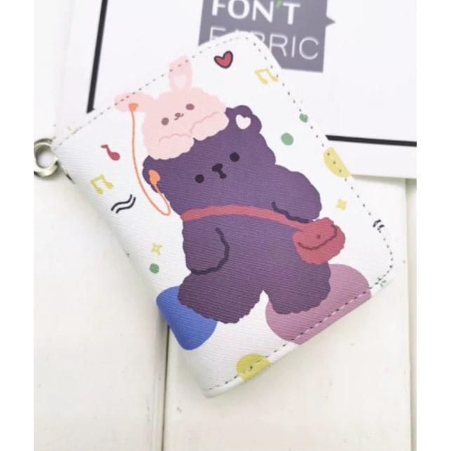 Ví Da Mini Cầm Tay 10 Ngăn Họa Tiết Chú Gấu 9 Mẫu Trà Sữa Ngộ Nghĩnh Bóp Nữ Da PU Cute Hot Trend