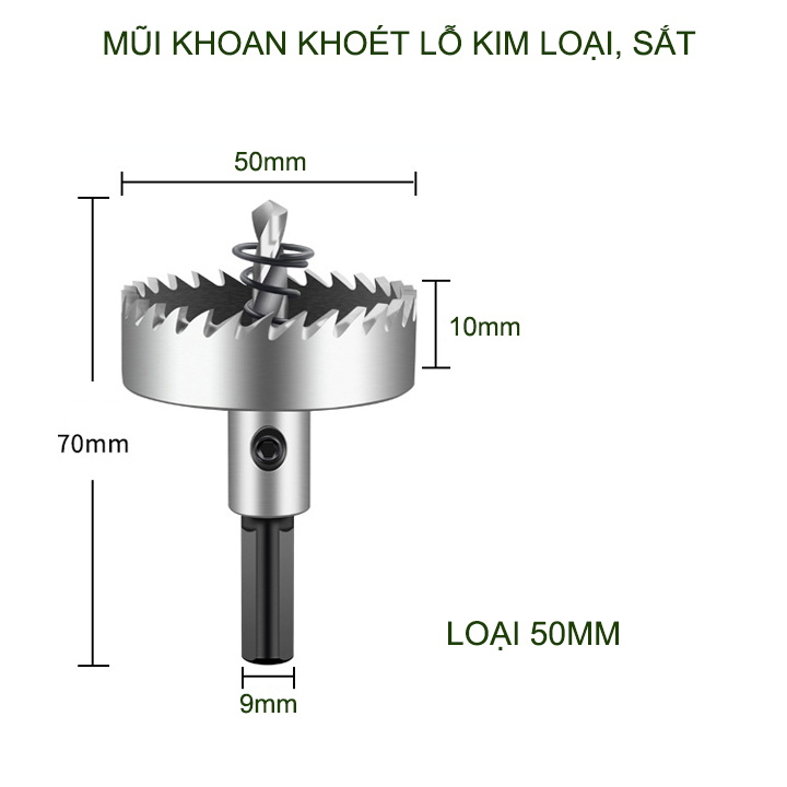 01 Mũi khoan khoét lỗ inox, sắt, nhôm đa năng bằng thép cứng, có nhiều kích cỡ cho khách lựa chọn