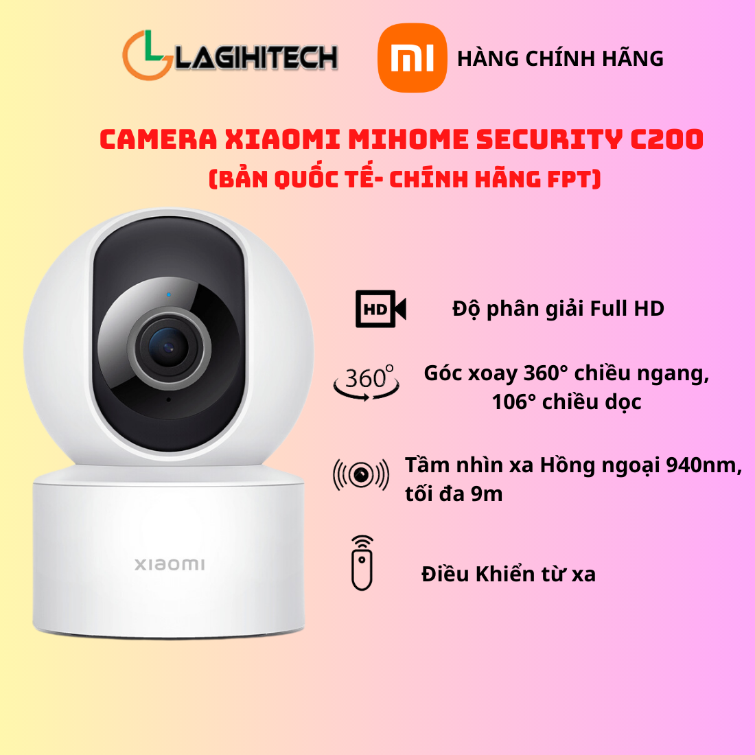 Camera IP Xiaomi Smart Camera C200 360 độ - 1080P - Hàng Chính Hãng