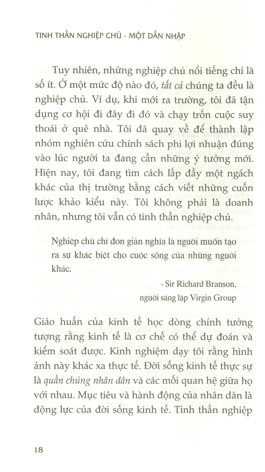 Tinh Thần Nghiệp Chủ - Một Dẫn Nhập - Eamonn Butler - Phạm Nguyên Trường dịch - (bìa mềm)