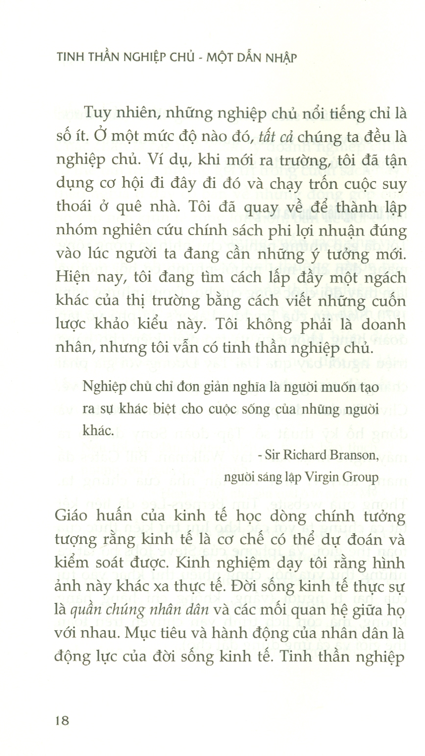 Tinh Thần Nghiệp Chủ - Một Dẫn Nhập - Eamonn Butler - Phạm Nguyên Trường dịch - (bìa mềm)