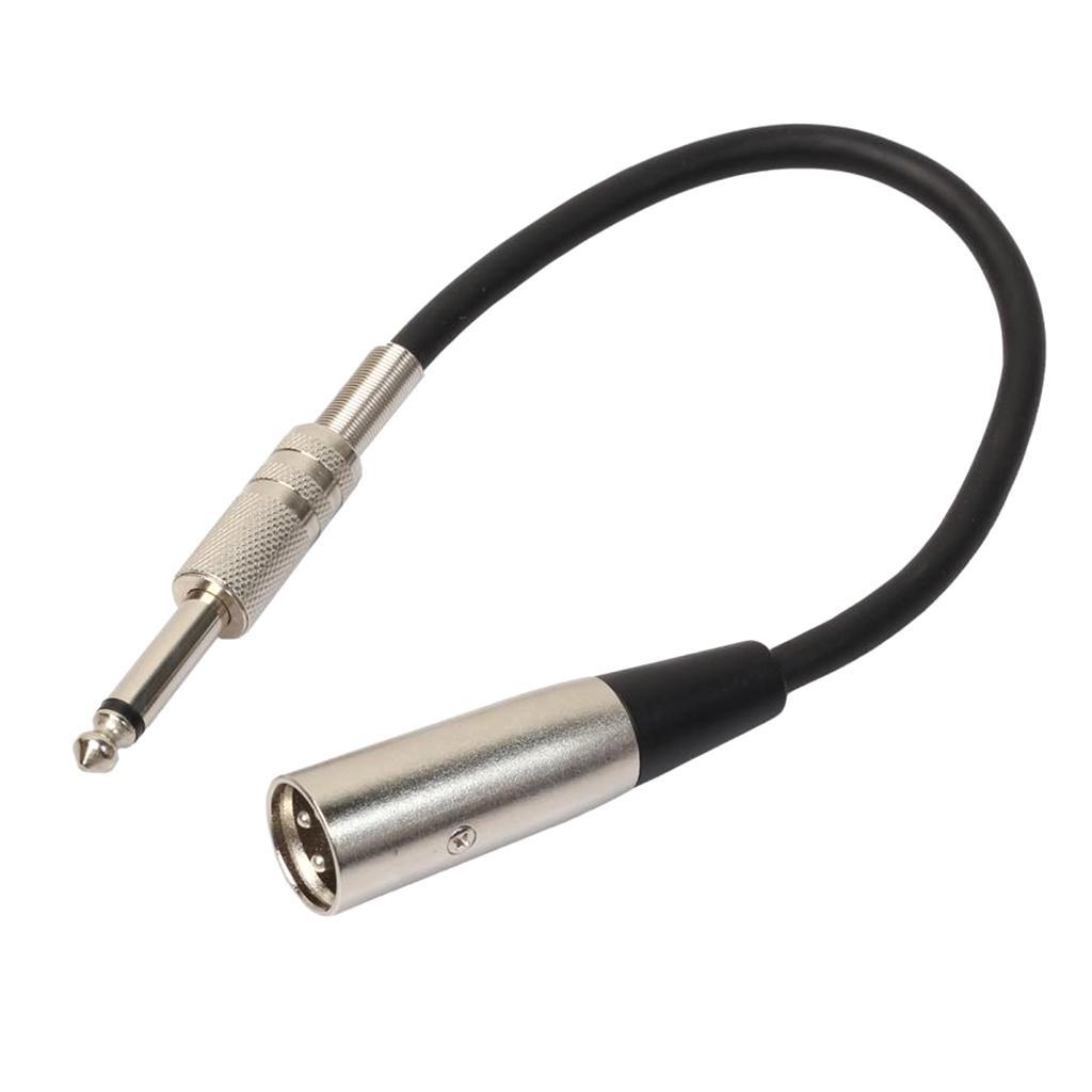 1ft 1/4 TRS XLR 3-pin Male Stereo to 6.35mm   Male Microphone Mic Cable