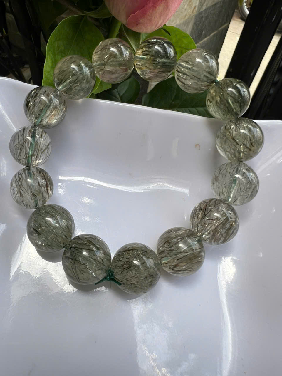 ️ Vòng Tay Chuỗi Nam Vip Size Hạt 14mm Đá Thạch Anh Tóc Xanh Tự Nhiên Trong Bóng Mượt Hợp Các Anh Nam mệnh Mộc Hỏa Thủy đeo đẹp may mắn tốt cho sức khỏe công việc hanh thông ạ