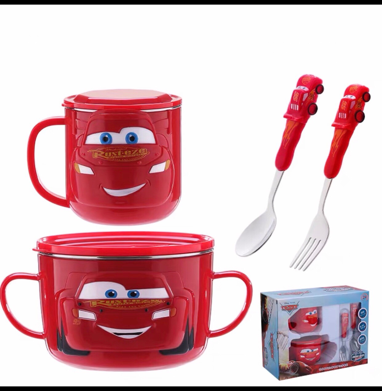 Set ăn uống 4 món hình Car95 nổi 3D siêu cute dành cho các bé