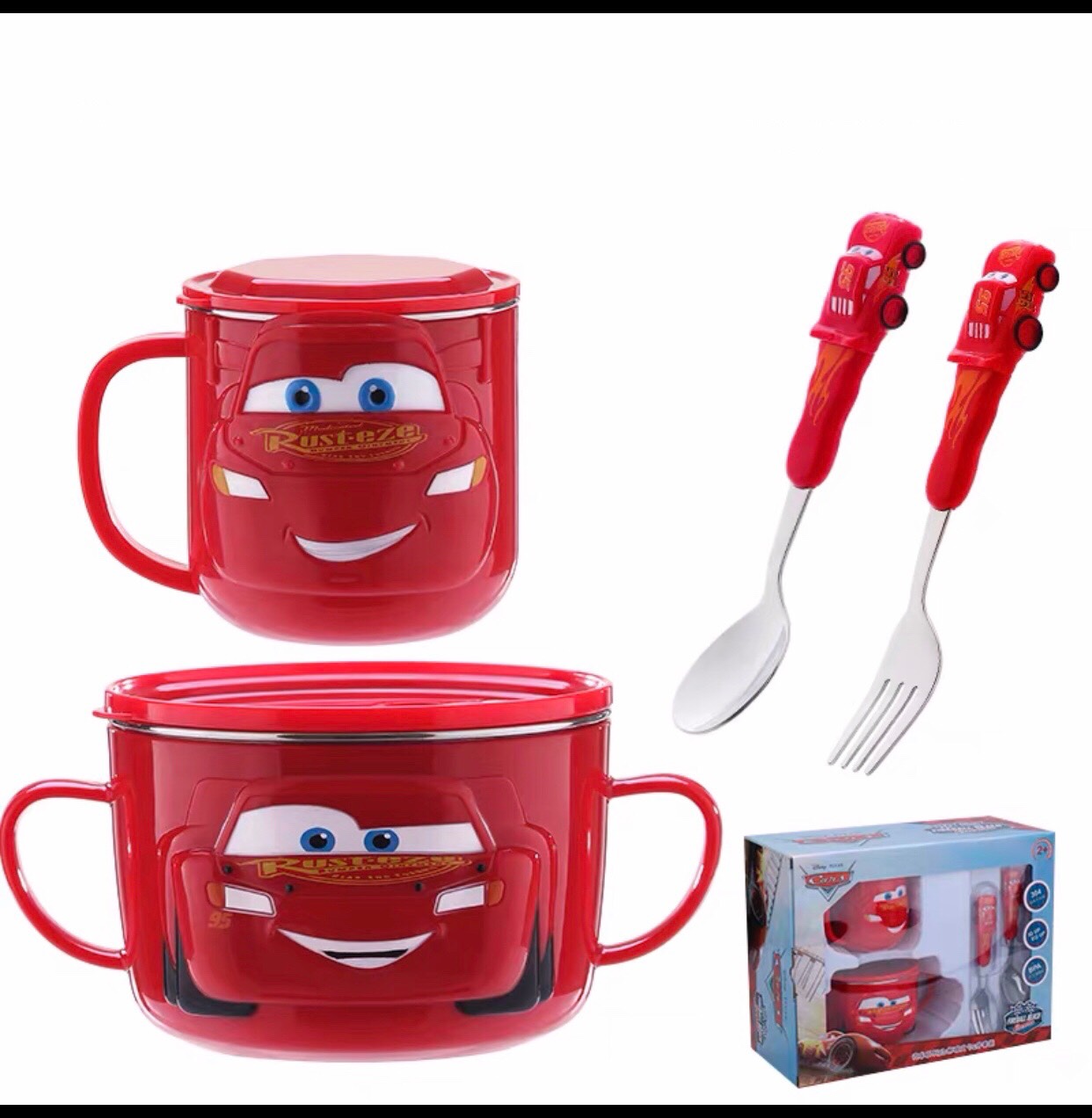 Set ăn uống 4 món hình Car95 nổi 3D siêu cute dành cho các bé