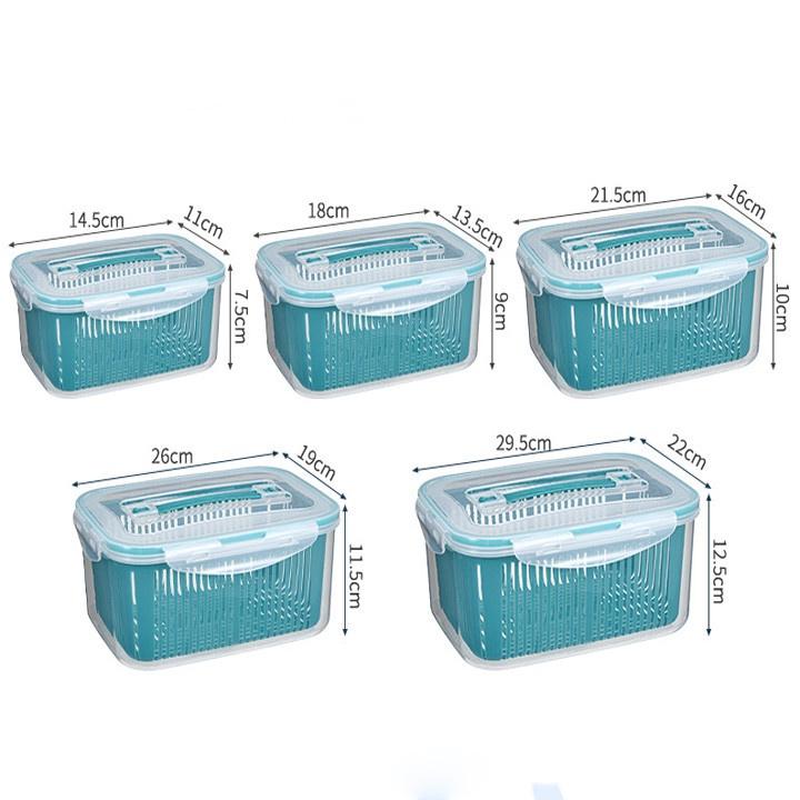 Bộ 5 hộp nhựa + 5 rổ nhựa đựng thực phẩm có nắp đậy đa năng