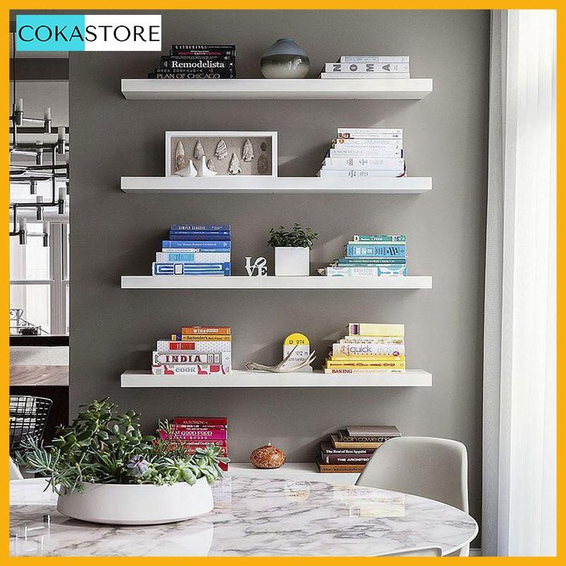 ComBo 02 Kệ Gỗ Treo Tường Thanh Ngang 80x20x2.5cm , Kết Cấu Giấu Chân Chắc Chắn + Kèm Phụ Kiện