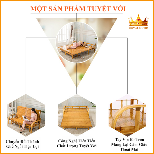 Giường Tre Thông Minh Đa Năng Cho Bà Đẻ, Giường Xếp Thành Ghế Sofa Tiện Lợi Chất Liệu Tự Nhiên, Bề Mặt Nhẵn Mịn, Không Lo Cái Nóng Của Mùa Hè - RoyalDecorHN