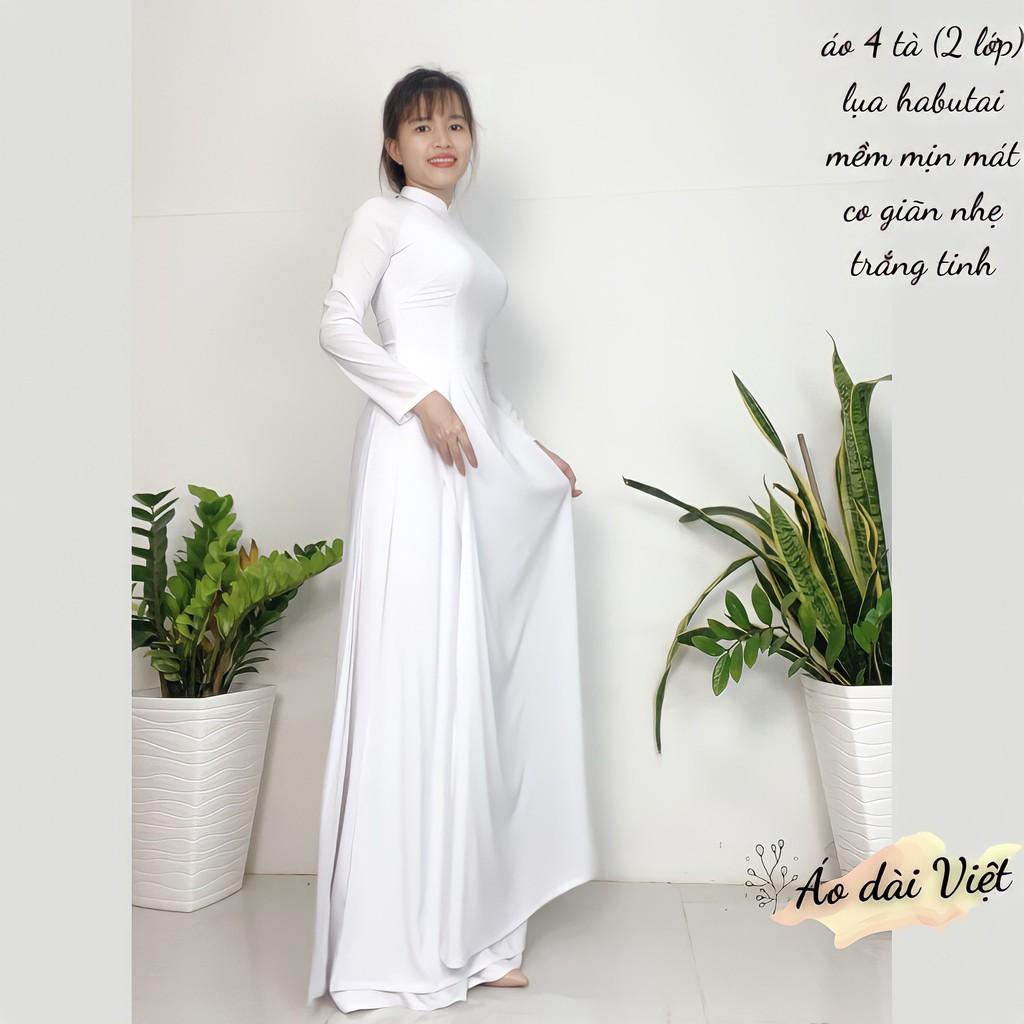 Áo dài trắng học sinh truyền thống may sẵn 4 tà