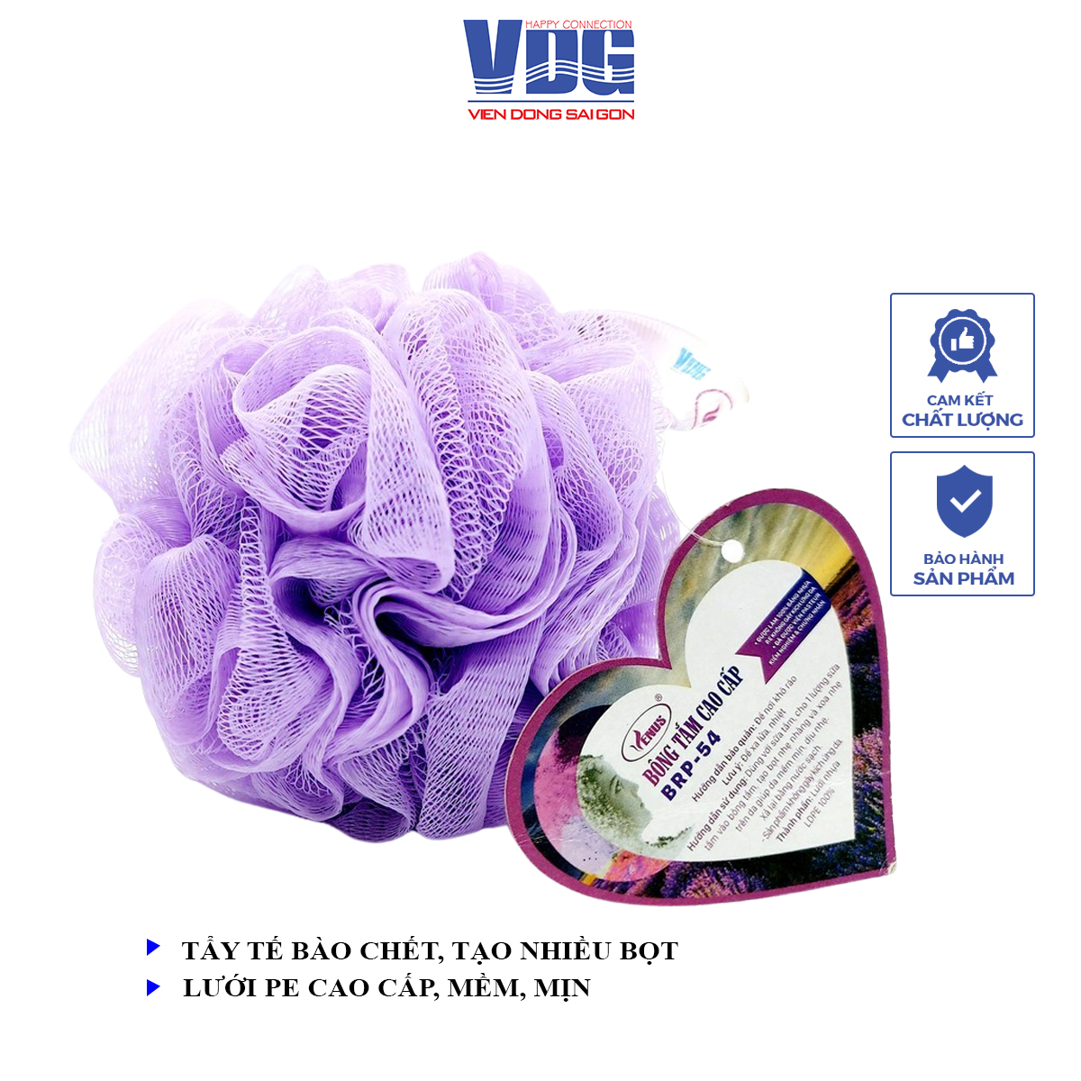 Bông tắm tròn cao cấp Venus BRP-54-Tạo bọt nhiều, tấy da chết, thẩm thấu sữa tắm nhiều,massge thư giãn