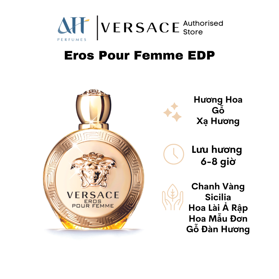 Nước hoa nữ cao cấp VERSACE Eros Pour Femme EDP 100ml hương Hoa - Gỗ - Xạ Hương