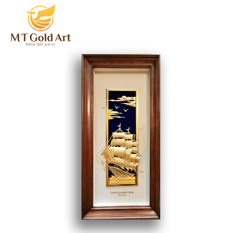 Hình ảnh Tranh thuyền thuận buồm xuôi gió dát vàng (55x110cm) MT Gold Art- Hàng chính hãng, trang trí nhà cửa, phòng làm việc, quà tặng sếp, đối tác, khách hàng, tân gia, khai trương