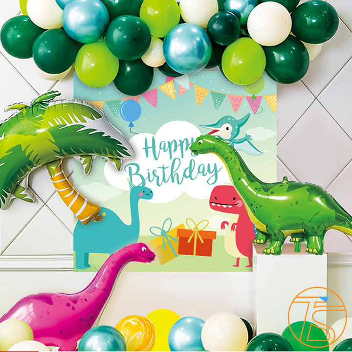 Bộ trang trí sinh nhật happy birthday khủng long - Sét bong bóng trang trí tiệc thôi nôi, đầy tháng cho trẻ