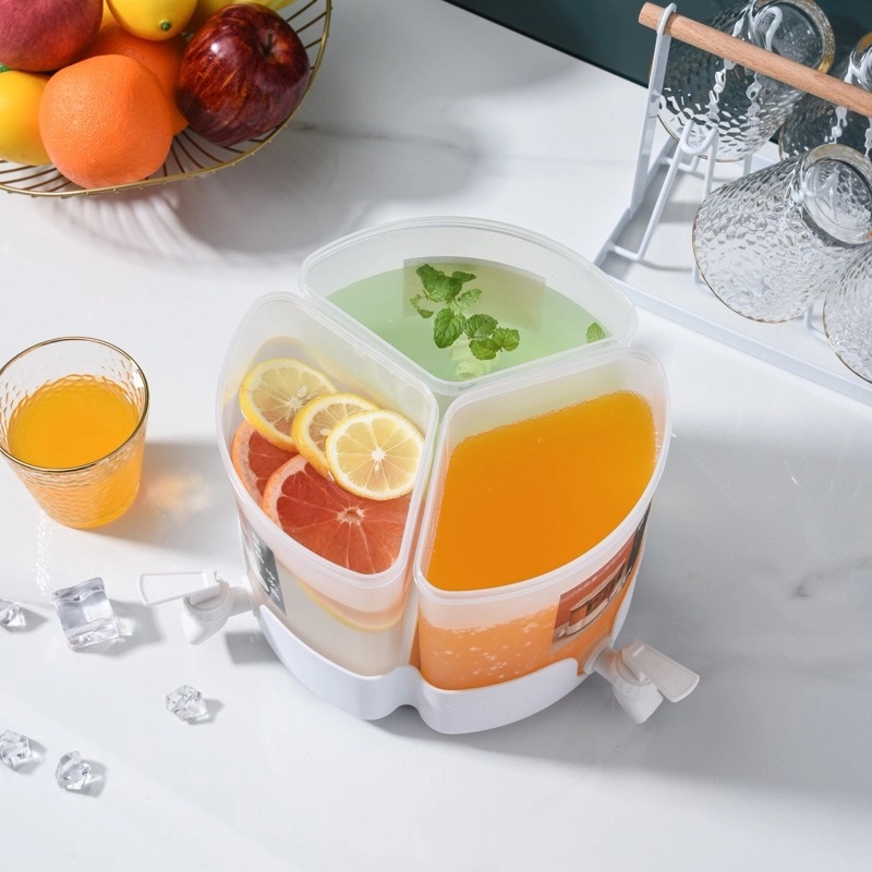 Bình đựng nước 3 ngăn bằng nhựa có vòi kèm đế xoay 360 độ tiện dụng - Bình đựng nước cao cấp 5,2 l tháo lắp đa năng - HN