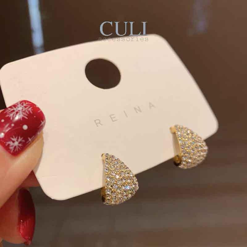 Hình ảnh Khuyên tai bạc nữ S925, hình giọt nước đính đá sang trọng HT684 - Culi accessories