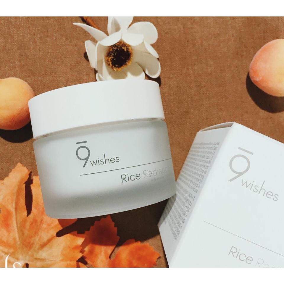 Kem Dưỡng Ẩm Và Làm Sáng Da Từ Gạo 9 Wishes Rice Radiance Cream 50ml + Tặng 1 Túi Lưới Rửa Mặt Tạo Bọt