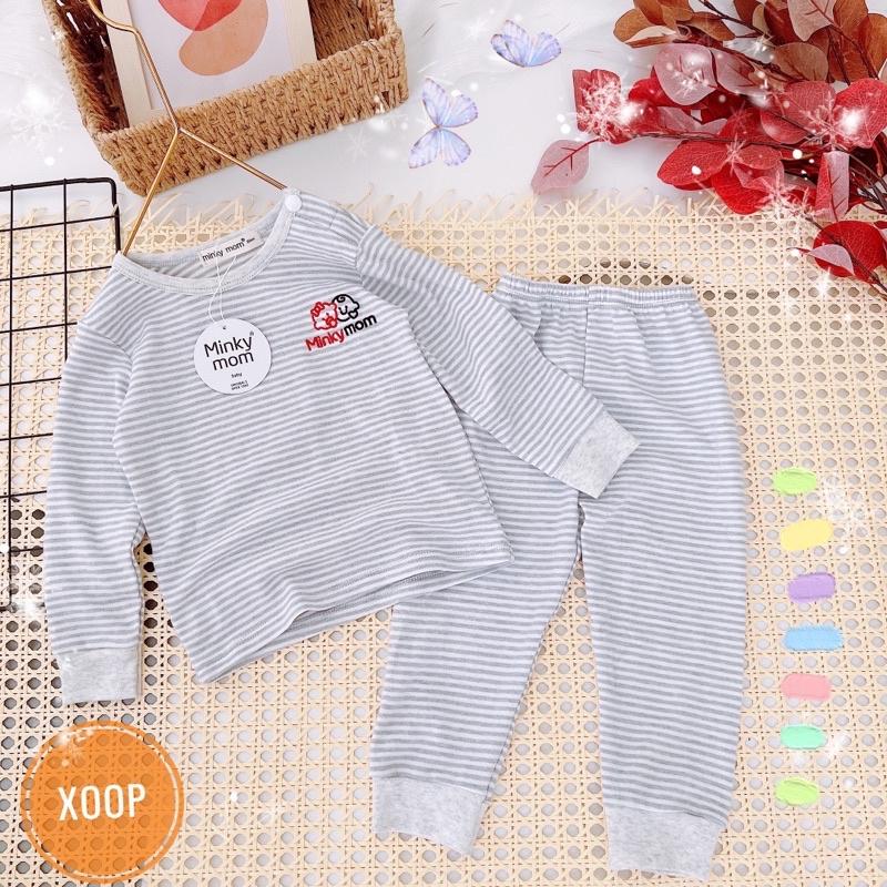 Bộ dài tay cotton xốp có cúc vai thêu minkymom cho bé