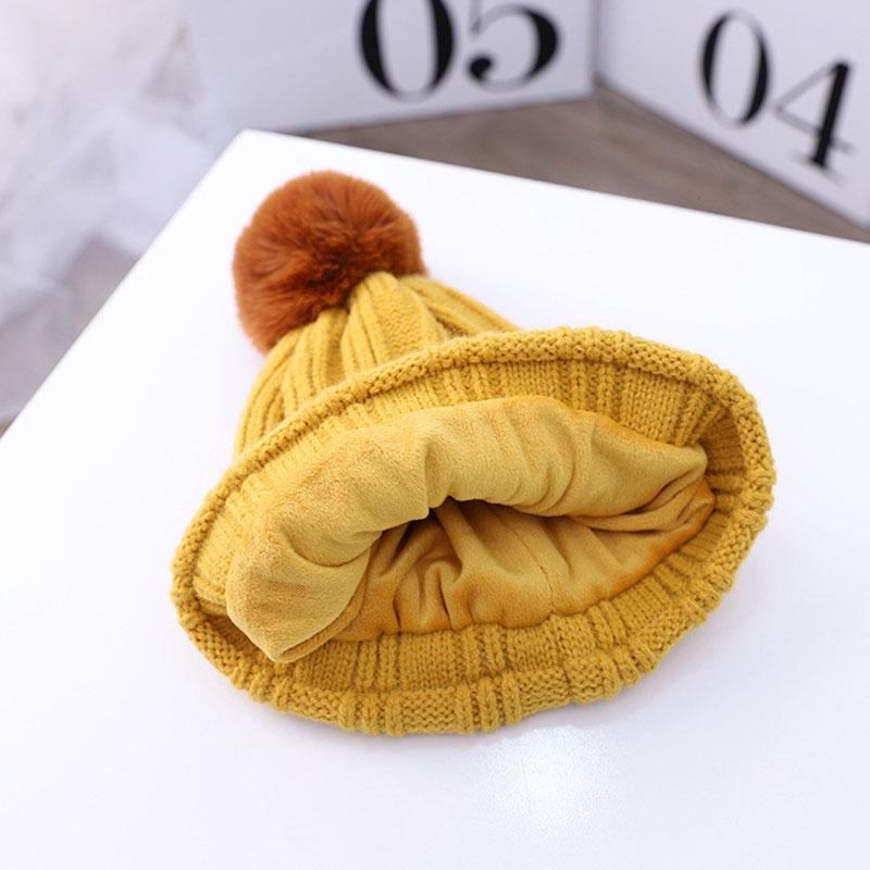 Trẻ Em Mũ Lông Thú Khăn Bé Gái Bé Trai Dày Cáp Đan Beanies Mũ 2 Bộ 2020 1-4T trẻ Em Giữ Ấm Mùa Đông Pom Pom Bộ Đội Khăn Chắc Chắn