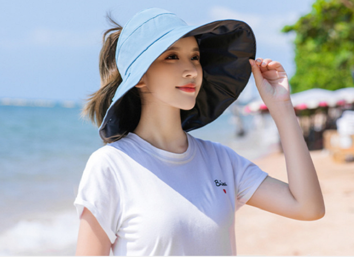 Mũ rộng vành gắn nơ phong cách Hàn mới, nón nữ chống nắng chống tia UV thời trang