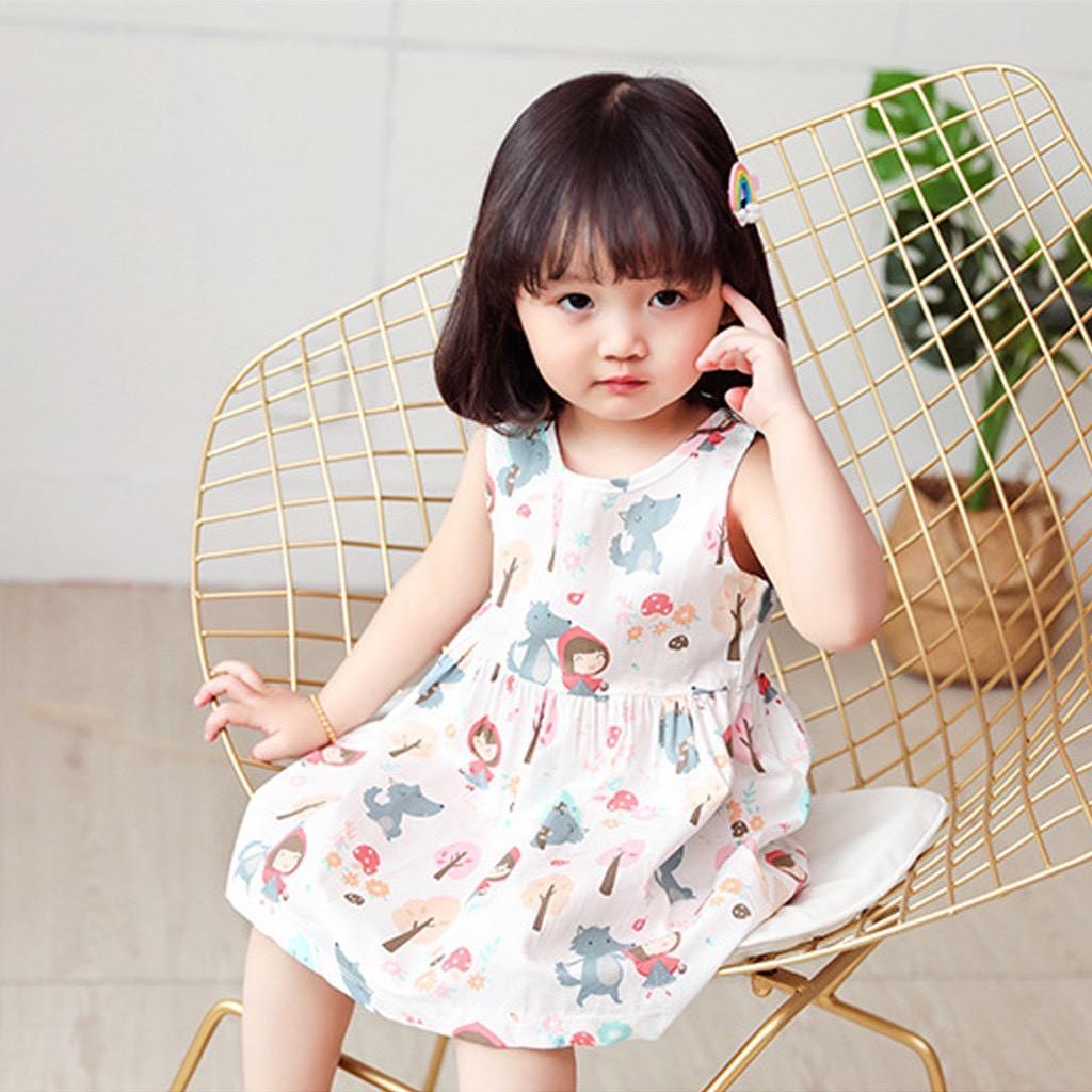 Váy cho bé gái, đầm bé gái lớn công chúa thời trang trẻ em lụa đũi mùa hè hàng QCCC loại đẹp mã HD001