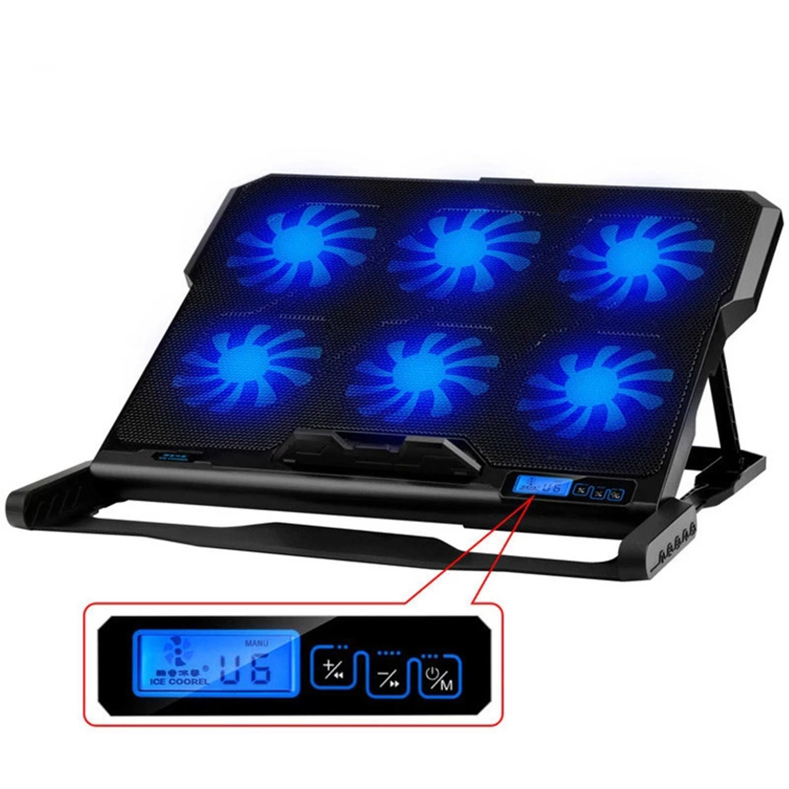 Laptop Cooling Pad, Laptop Cooler Pad 6 Quiet Led Fans Dual USB Powered Gaming Laptop Cooling Stand for Laptop Computer, Wind Speed Adjustable