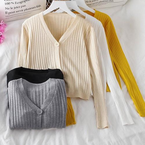 Áo khoác cardigan nữ len mỏng dệt kim mùa Thu ulzzang Hàn Quốc màu tươi