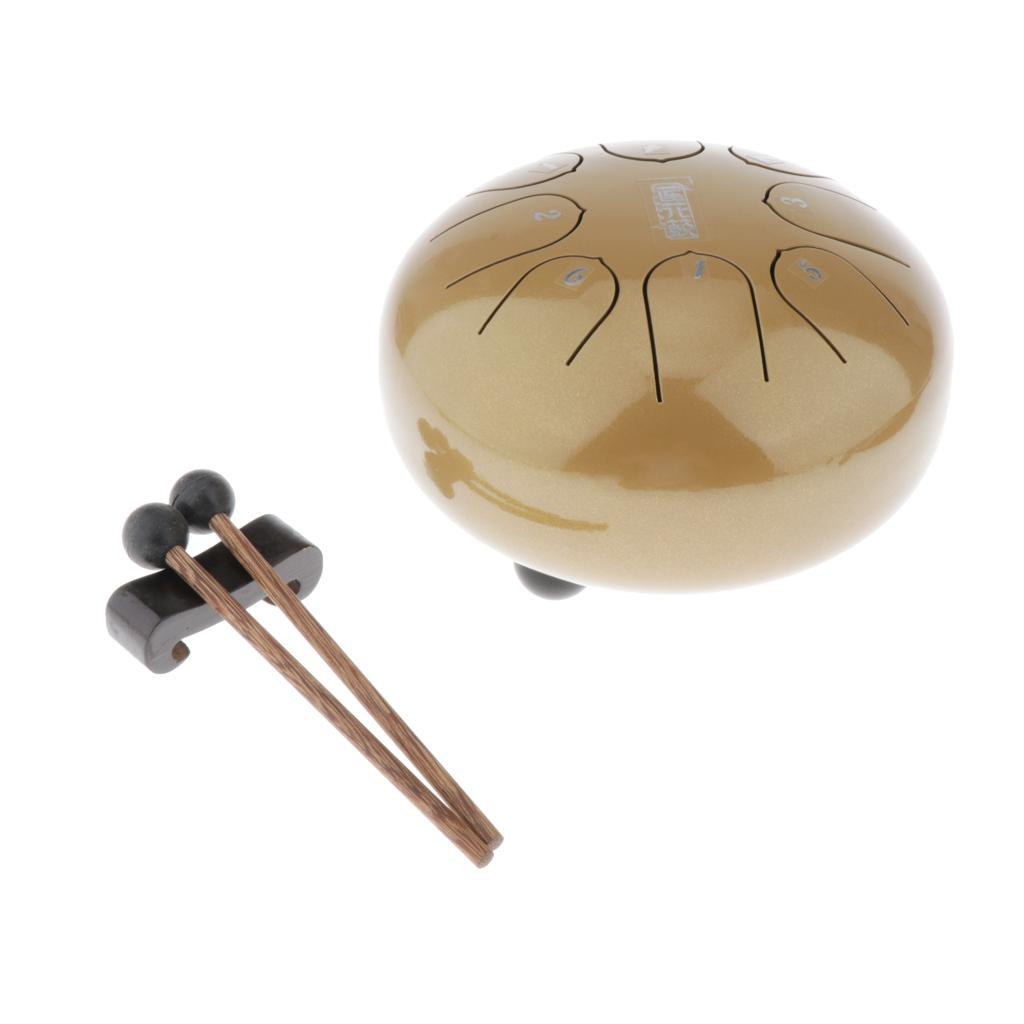 6 Inch Mini 8-Tone Steel Tongue Drum F Key Percussion Instrument Hand Pan Drum with 2pcs Drum Mallets