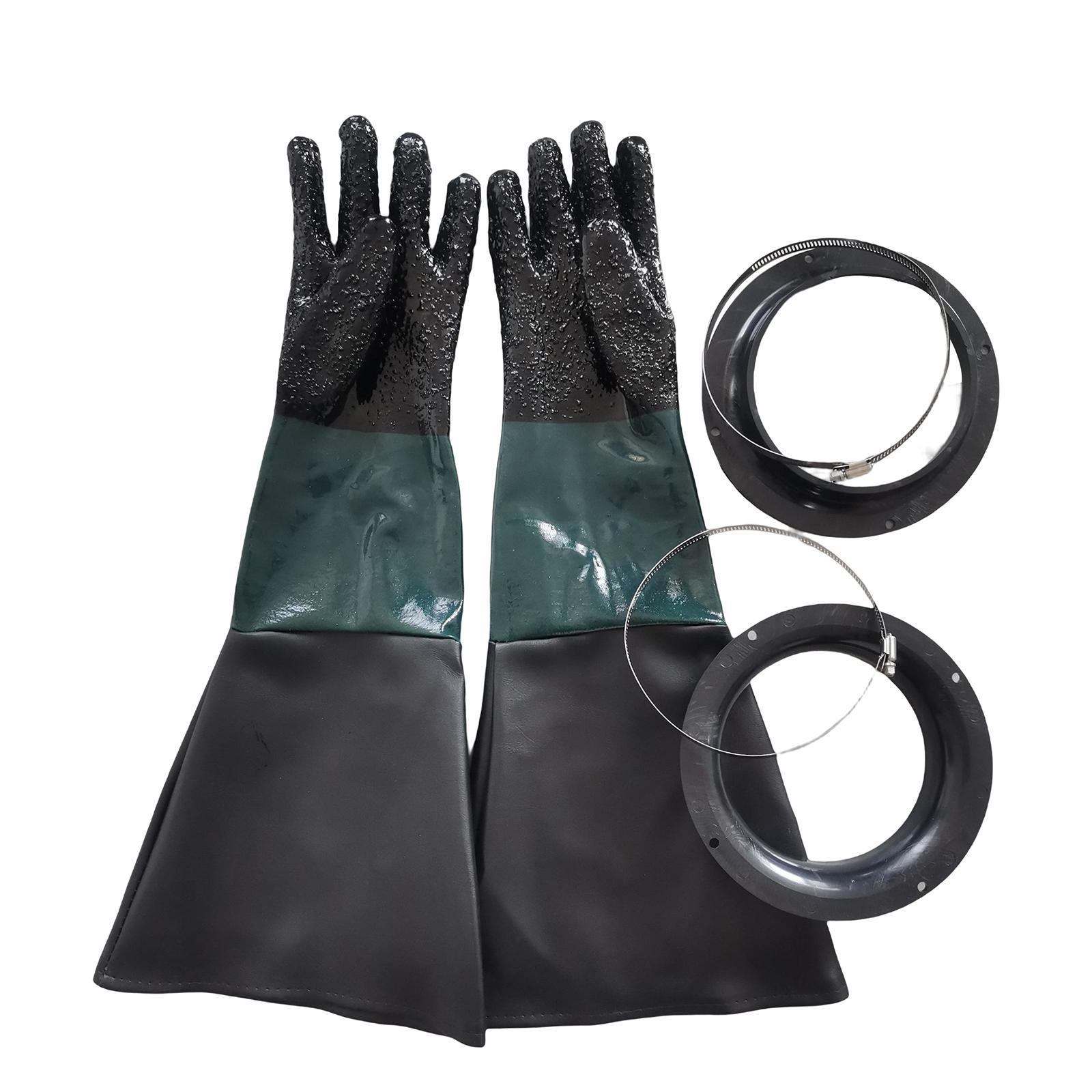 Professional Sandblasting Gloves with Clamp Hoop for Sandblasting Cabinet