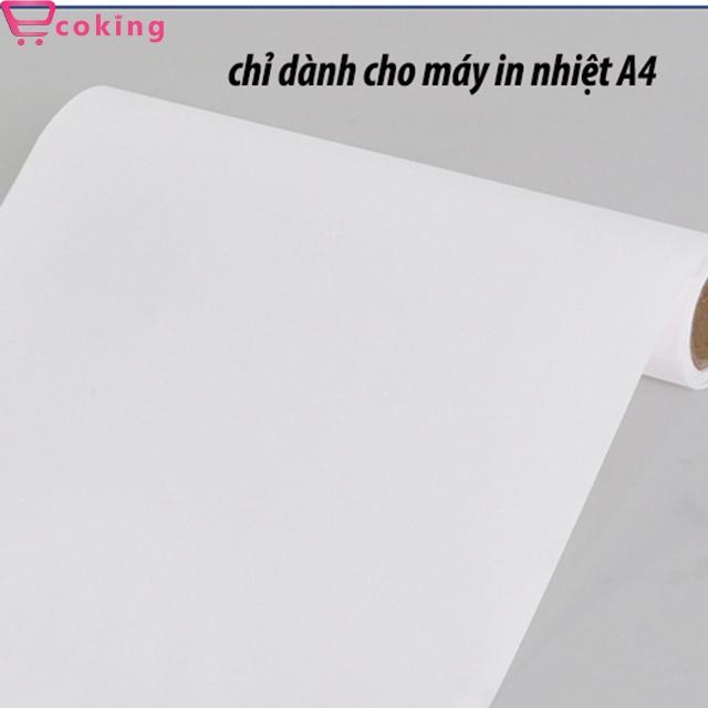 Giấy in A5 ECOKING dành cho tất cả dòng máy in nhiệt A4-A5 dày mềm mịn tự động duỗi thẳng 1 cuộn 100 tờ định lượng giấy 70 gsm quy cách 210 x 148 mm giấy lưu mực 10 năm không phai không hư mục bảo quản tốt