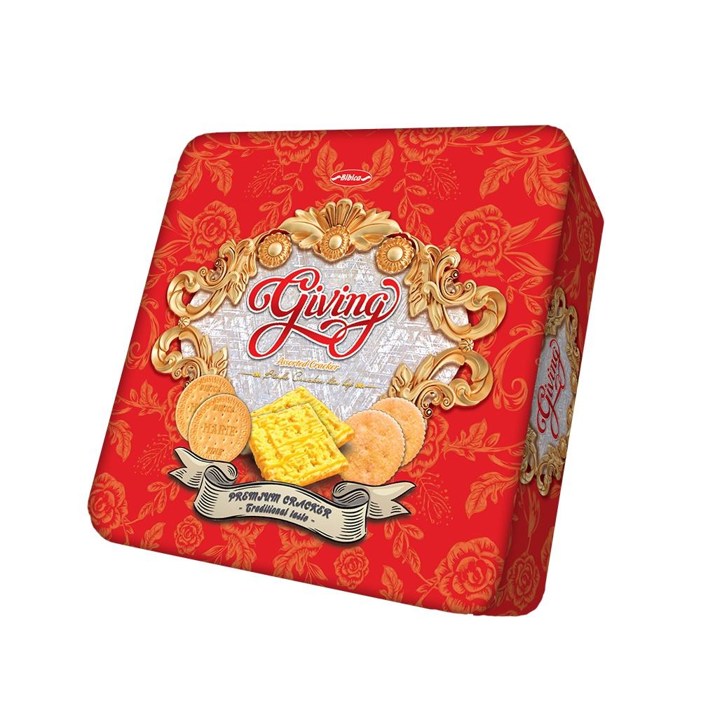 Bánh Cracker Giving Hoa Hồng hộp 450g + Túi
