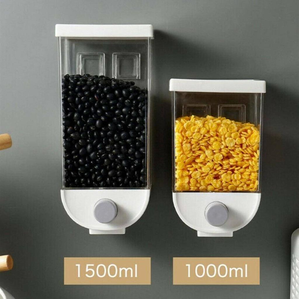 Oatmeal Wall Mounted Container Kitchen Organization Accessories 1000/1500ml Kitchen Food Storage Container Cereal Dispenser