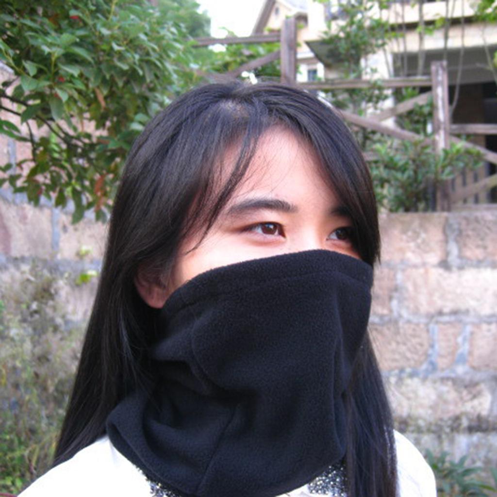 3 in 1 Snood Fleece Scarf Balaclava Neck Warmer Mask Beanie Hat Black