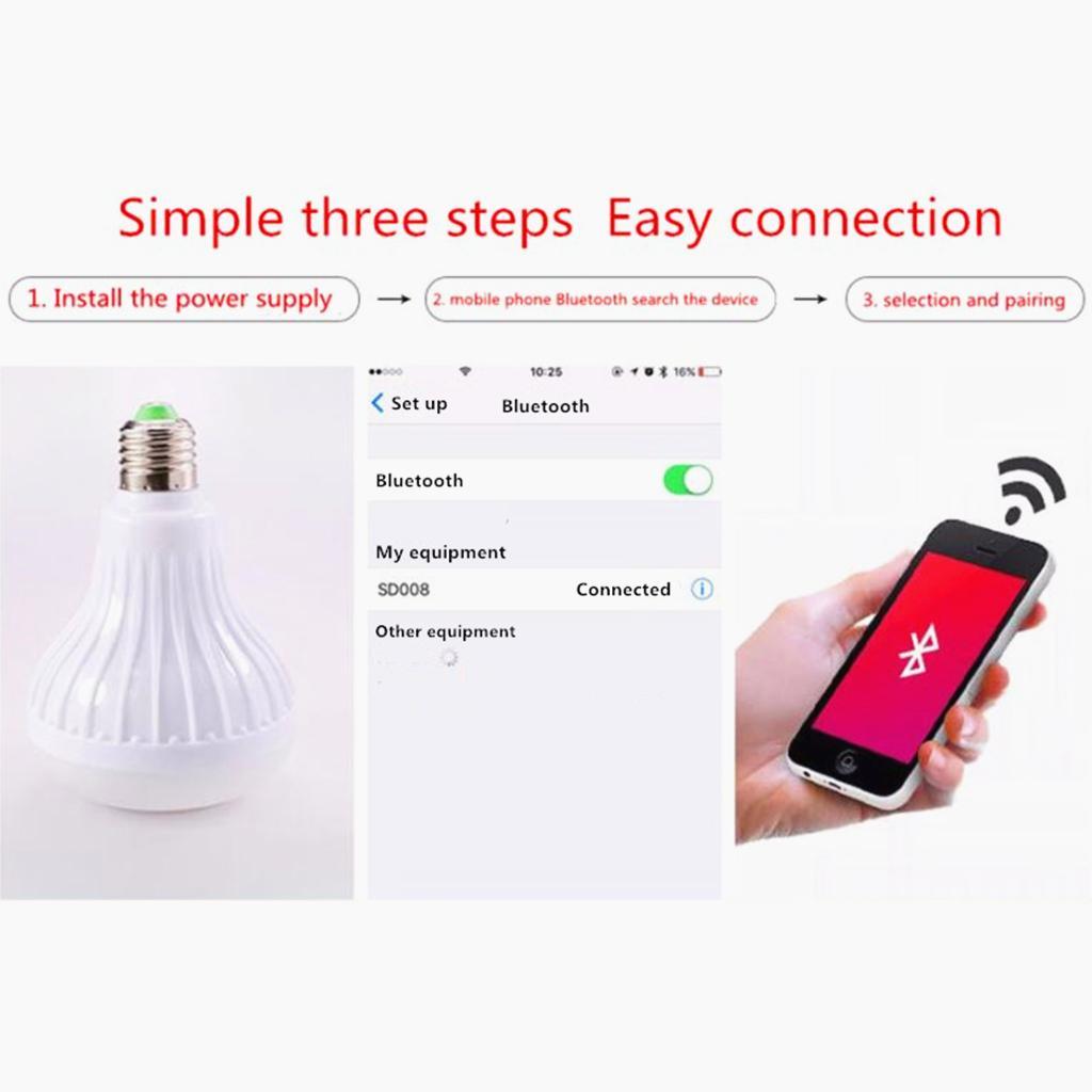 12W E27 12-LED RGB Wireless Bluetooth  Speaker &Light Bulb Lamp