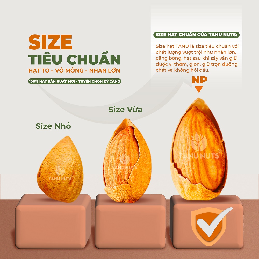 Hạt hạnh nhân rang bơ TANU NUTS, hạnh nhân nhập khẩu Mỹ tốt cho người ăn kiêng, giảm cân