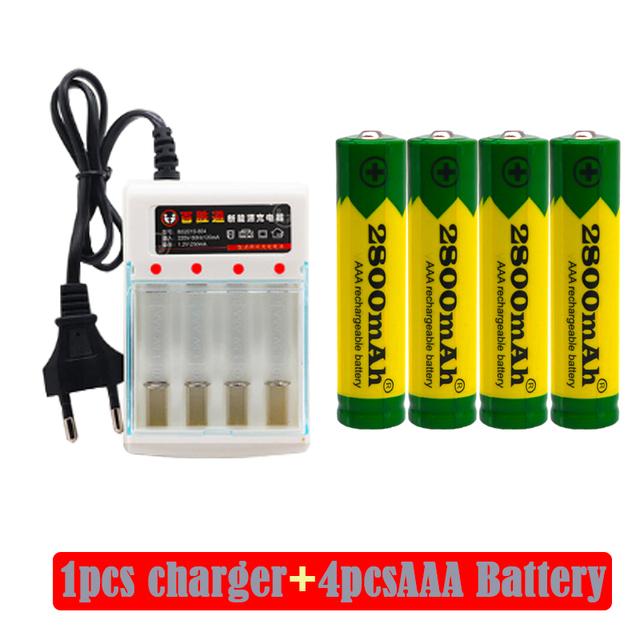 2022 Pin AAA Alkaline 2800 MAH Pin sạc AAA 1.5 V cho Pin Đồ Chơi Điều Khiển Từ Xa Đèn Pin Pin + sạc Màu sắc: Xanh dương
