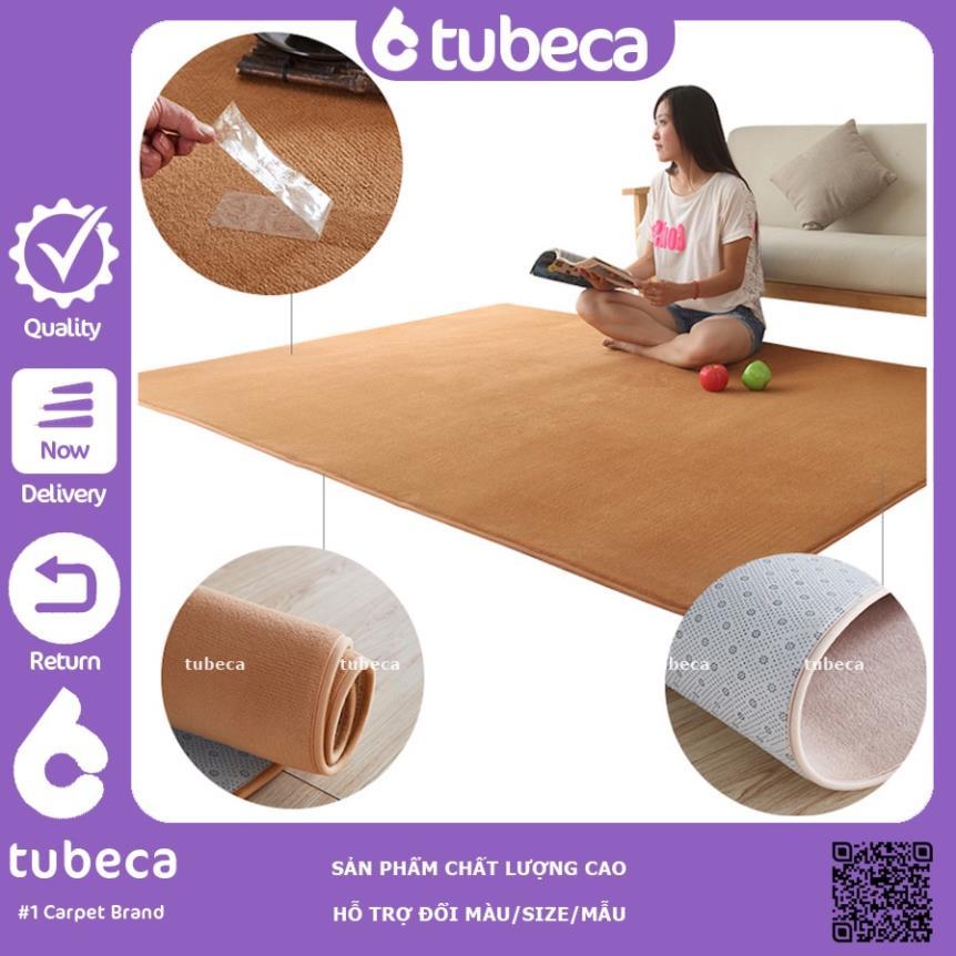 Thảm Nhung Mịn Cao Cấp Trải Sàn Phòng Khách | Màu Hồng Nhạt | Dày dặn | 2m x 1m6 | TUBECA